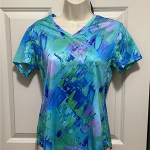 Reel Legends Ladies Color Splash Short Sleeve V-neck Top